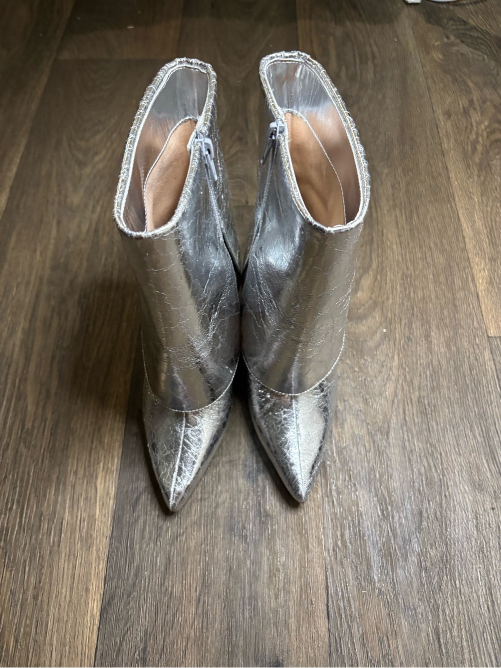 INC International Concepts Metallic Silver Pointed Ankle Boots